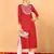 women red cotton leheriya embroidered straight kurta
