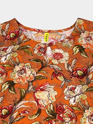 women orange viscose rayon floral printed straight kurta 2