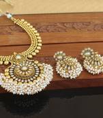 Designer gold plated kempu necklace set