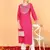 Ahika women pink cotton leheriya embroidered straight kurta