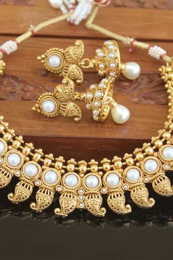Designer gold plated mango necklace set