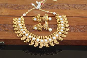 Designer gold plated mango necklace set 1