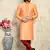 Rust embroidered art silk kurta pajama