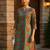 women green cotton ethnic motifs printed straight kurta
