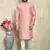 Rust plain art silk kurta pajama