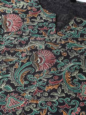 women black cotton ethnic motifs printed straight kurta 2