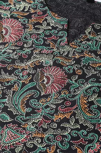 women black cotton ethnic motifs printed straight kurta