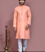 Rust embroidered cotton kurta pajama