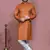 Brown printed cotton kurta pajama