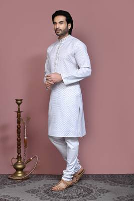 Brown printed cotton kurta pajama 2