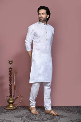 Brown printed cotton kurta pajama 4