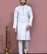 Blue printed cotton kurta pajama