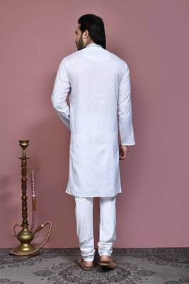 Blue printed cotton kurta pajama 3