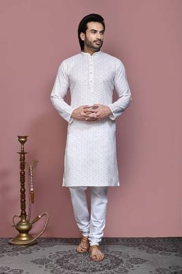 Brown printed cotton kurta pajama 1