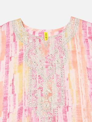 women pink viscose rayon abstract embroidered straight kurta 2