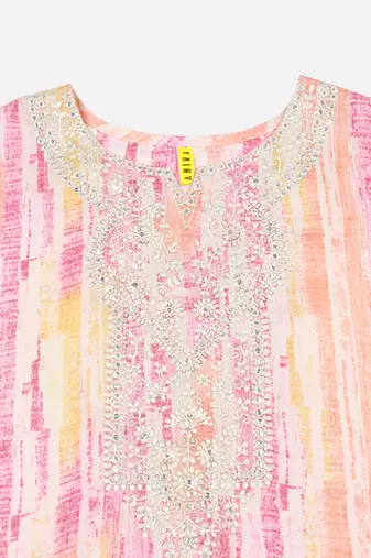 women pink viscose rayon abstract embroidered straight kurta