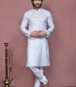 Grey printed cotton kurta pajama