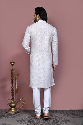 Brown printed cotton kurta pajama 3