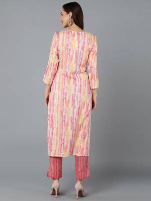 women pink viscose rayon abstract embroidered straight kurta 4