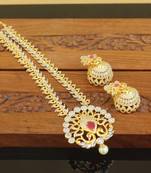 Designer gold plated cz mango necklace set