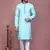 Sky blue printed cotton kurta pajama