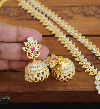 Designer gold plated cz mango necklace set 5