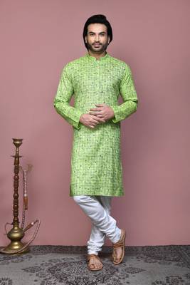 Pista printed cotton kurta pajama 1