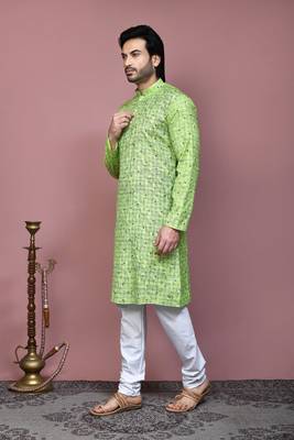 Pista printed cotton kurta pajama 2