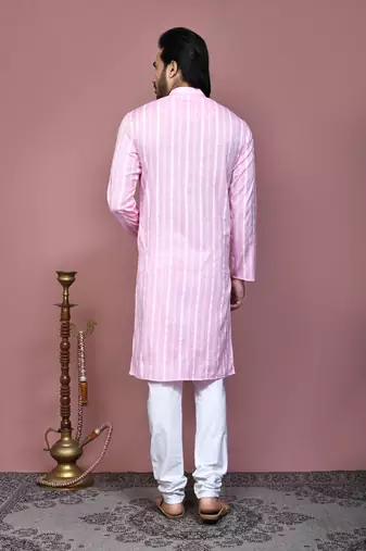 Pink printed cotton kurta pajama