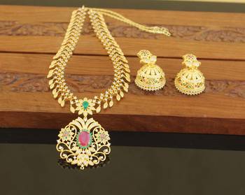 Designer gold plated cz necklace set 1
