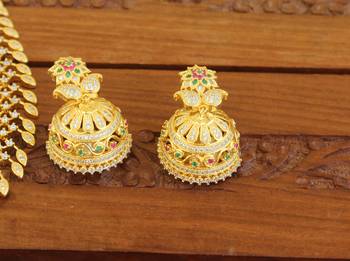 Designer gold plated cz necklace set 3