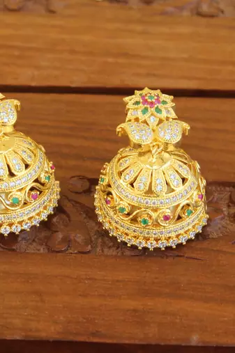 Designer gold plated cz necklace set