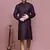 Wine woven cotton silk kurta pajama