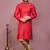 Red woven cotton silk kurta pajama