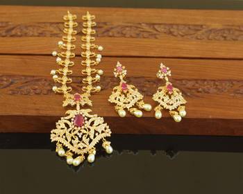 Designer gold plated cz necklace set 1