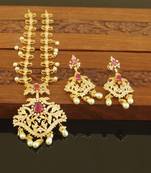 Designer gold plated cz necklace set