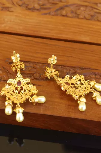 Designer gold plated cz necklace set