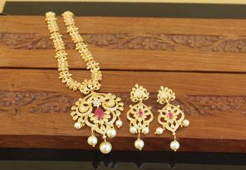 Designer gold plated cz necklace set 1