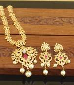 Designer gold plated cz necklace set