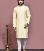 Gold woven art silk kurta pajama