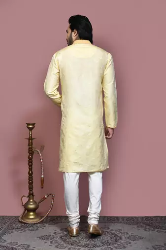 Gold woven art silk kurta pajama