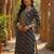women navy blue viscose rayon leheriya embroidered straight kurta