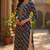 women navy blue viscose rayon leheriya embroidered straight kurta