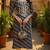 women navy blue viscose rayon leheriya embroidered straight kurta