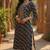 women navy blue viscose rayon leheriya embroidered straight kurta