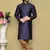Royal blue woven art silk kurta pajama