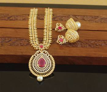 Designer gold plated cz necklace set 1