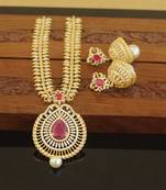 Designer gold plated cz necklace set