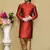 Red woven art silk kurta pajama