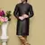 Black woven art silk kurta pajama